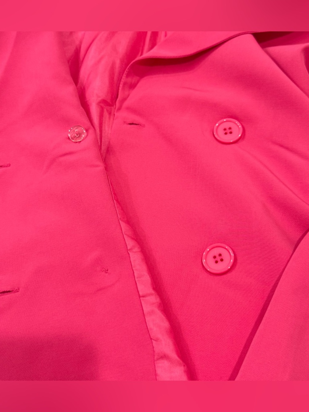 Fore Hot Pink Oversized Blazer Small Double Breasted Barbie Work Chic Statement - Picture 9 of 9